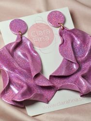 Satin Round top rosa glitter