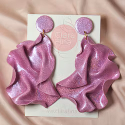 Satin Round top rosa glitter