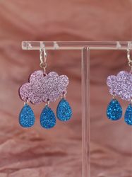 Små regnmoln på ring rosa glitter