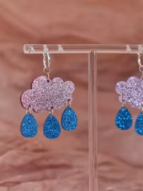 Små regnmoln på ring rosa glitter