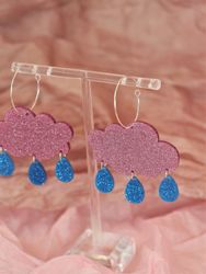 Regnmoln på ring rosa glitter