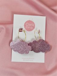 Rosa glittermoln på guldig ring