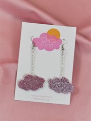 Små rosa glittermoln på krok i kedja