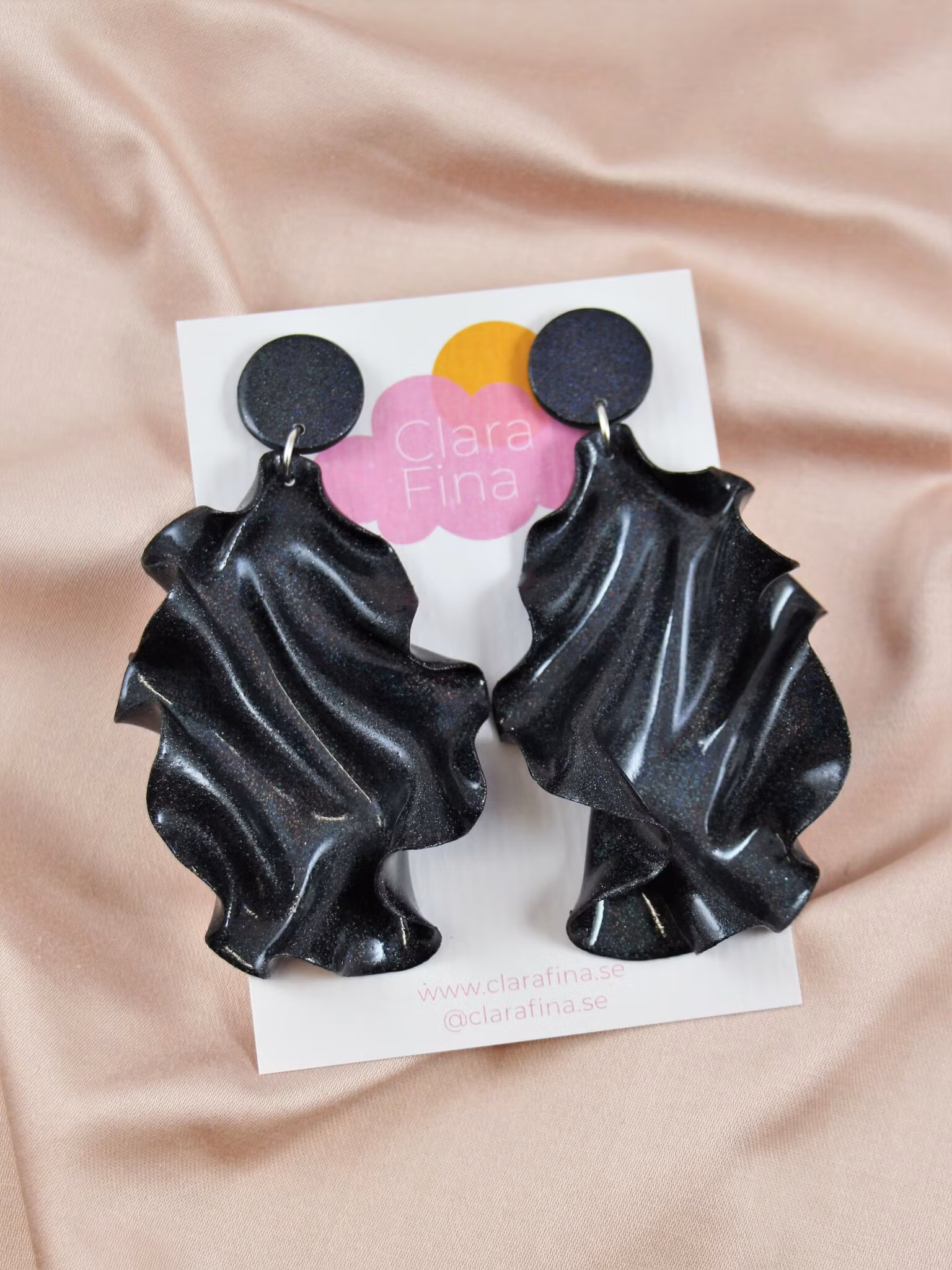 Satin Round top svart glitter