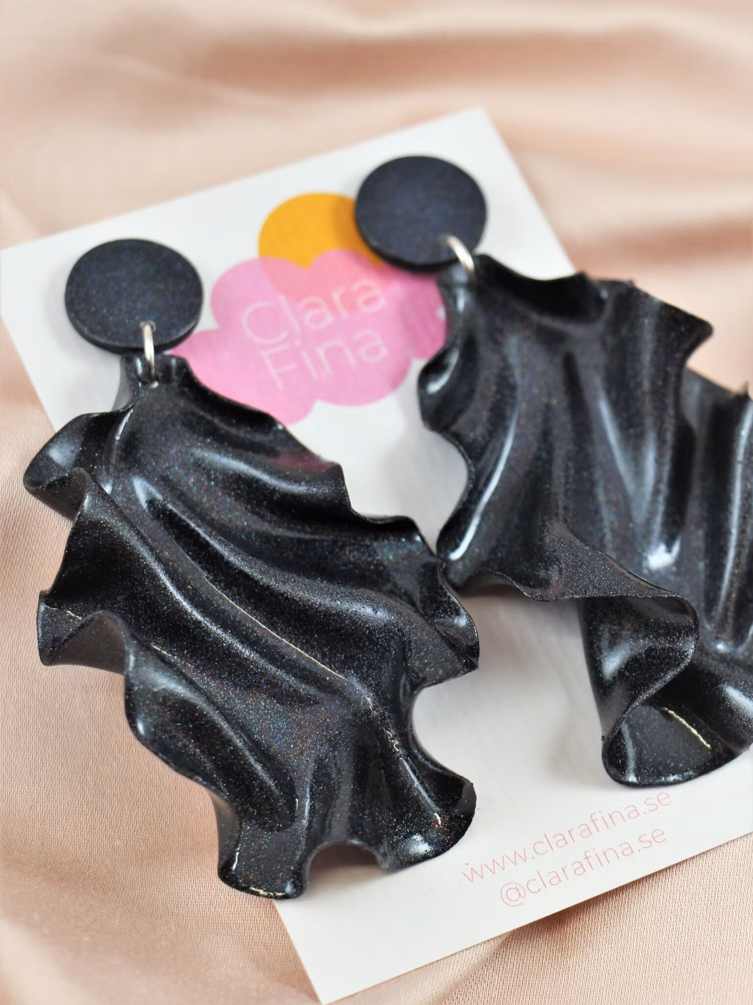 Satin Round top svart glitter