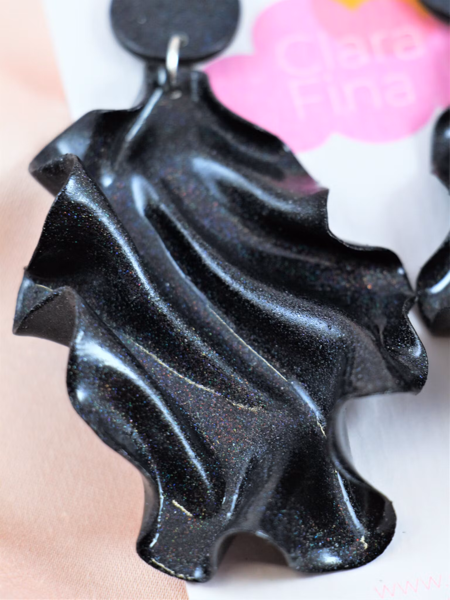 Satin Round top svart glitter