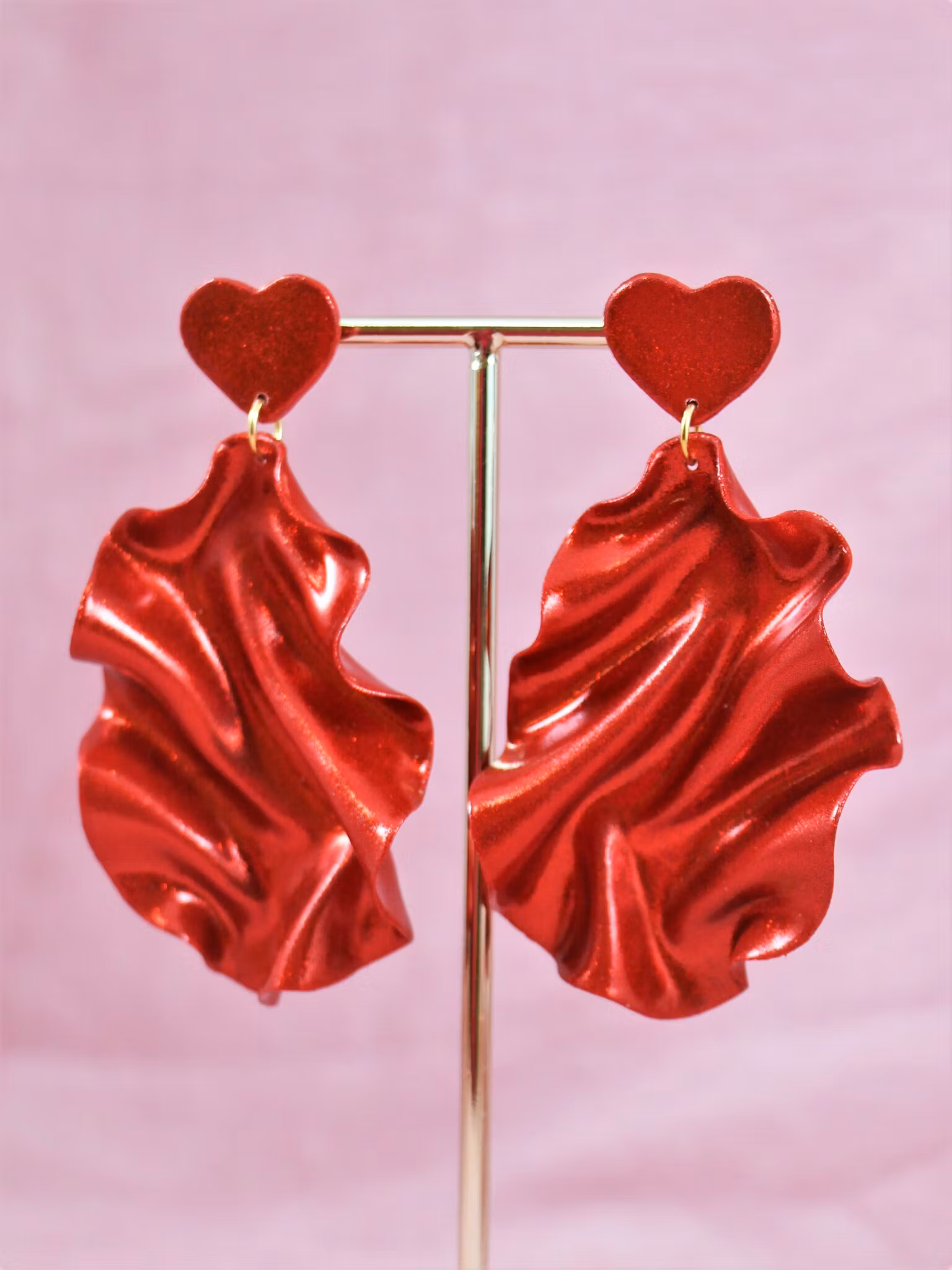 SAMPLE Satin Heart Top rött glitter