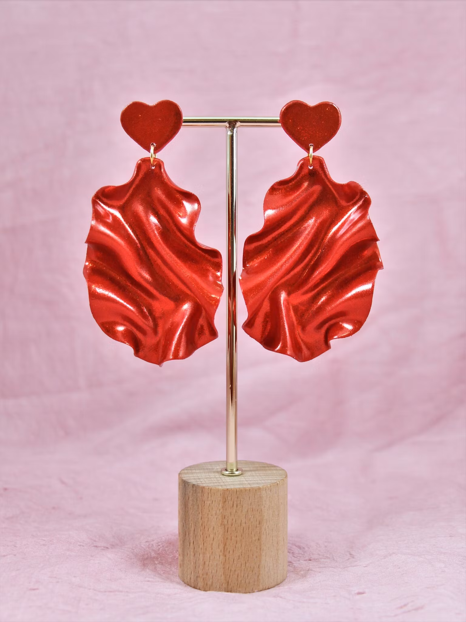 SAMPLE Satin Heart Top rött glitter