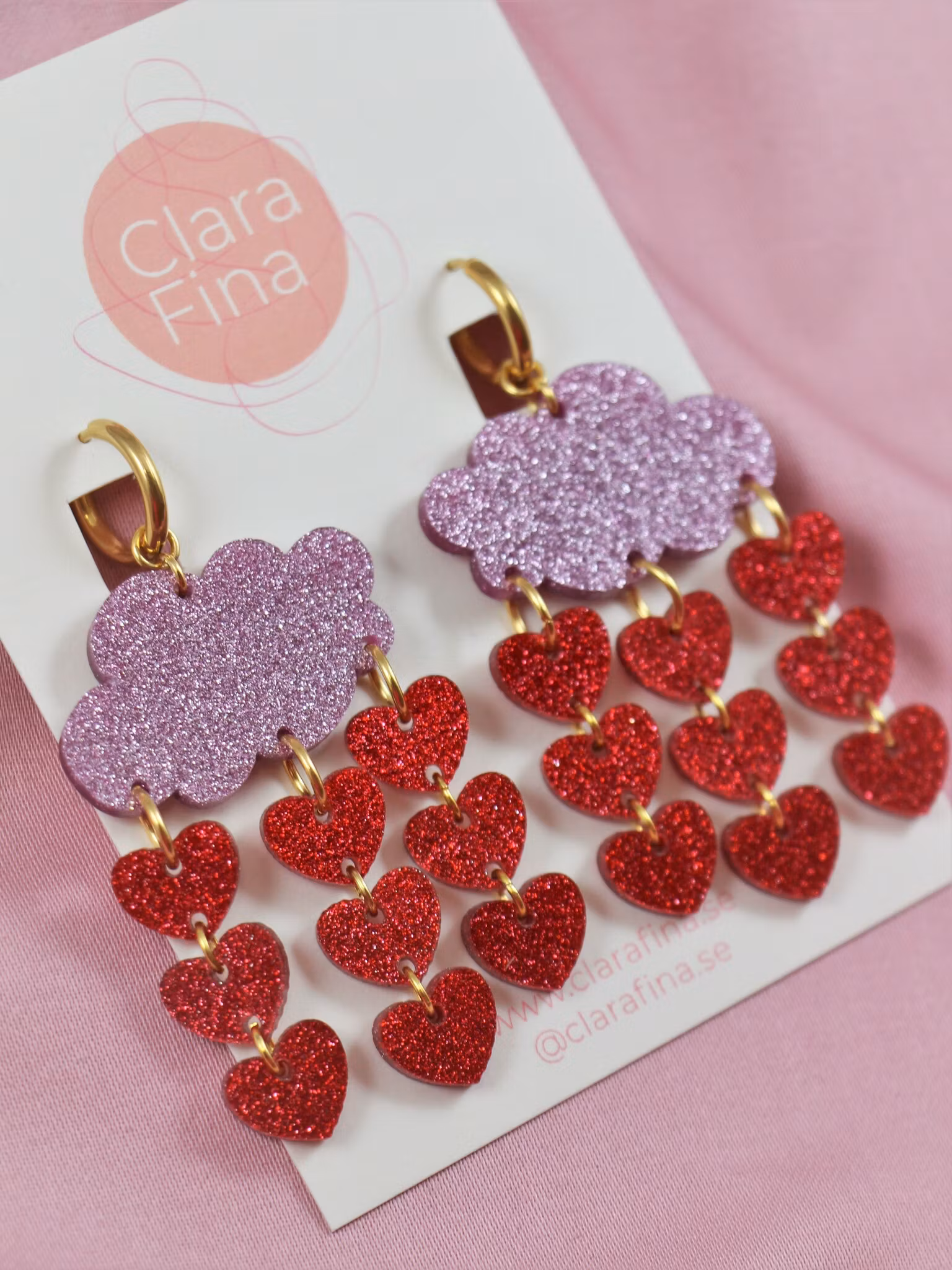 Kärleksregn rosa glittermoln på ring