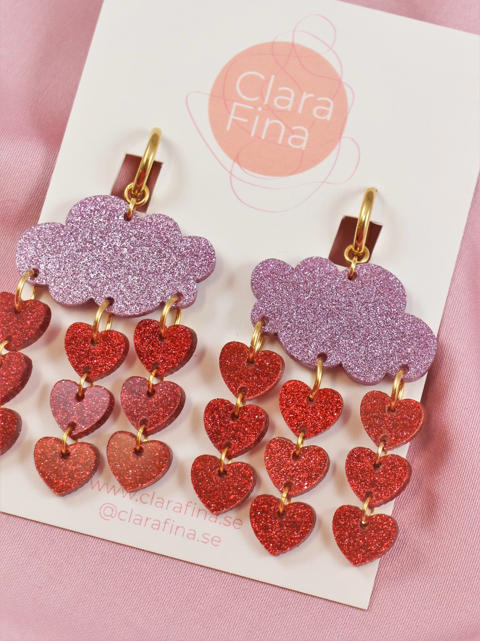 Kärleksregn rosa glittermoln på ring