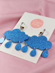 Regnmoln på ring blått glitter
