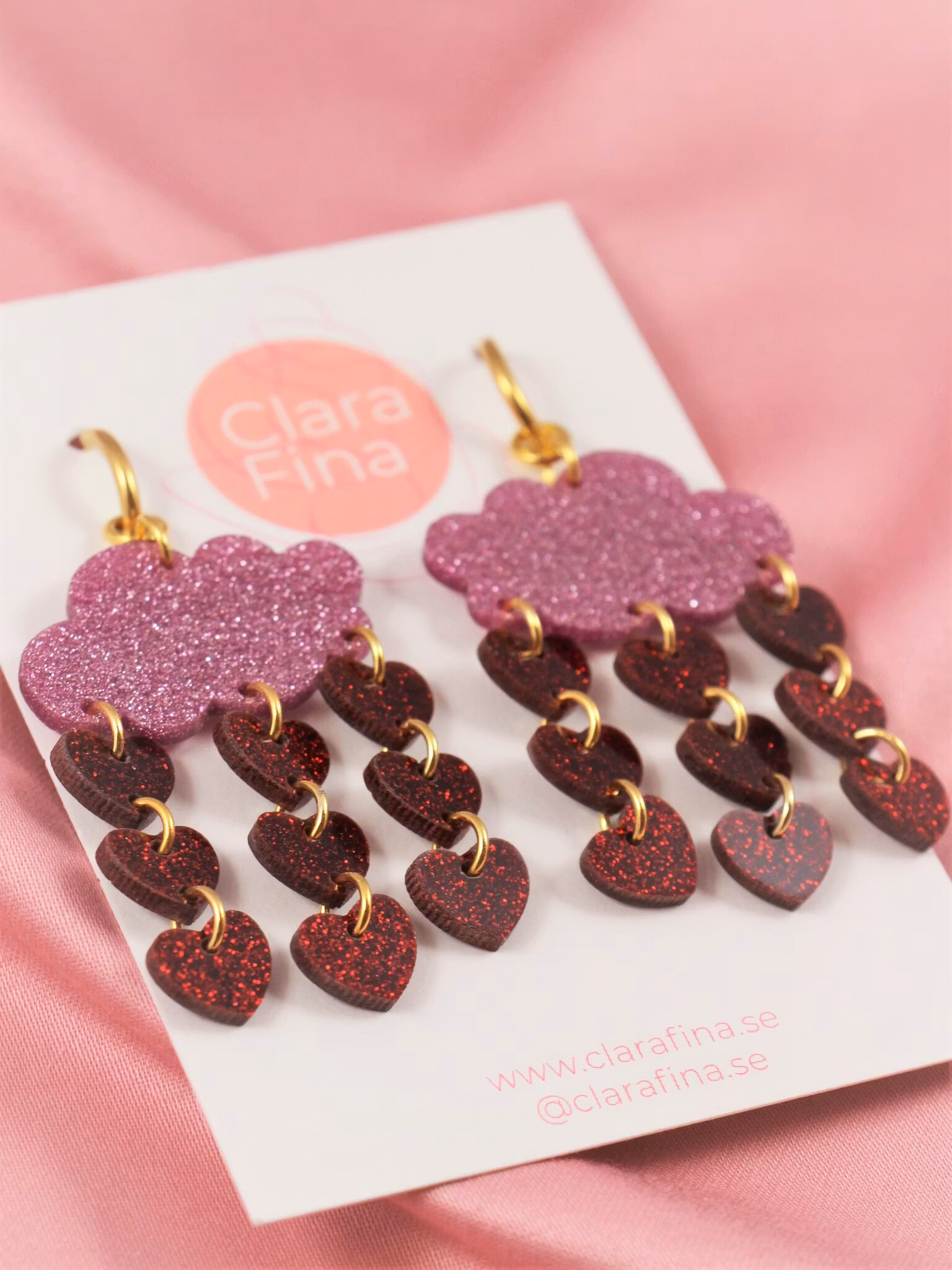 Kärleksregn rosa glittermoln på ring