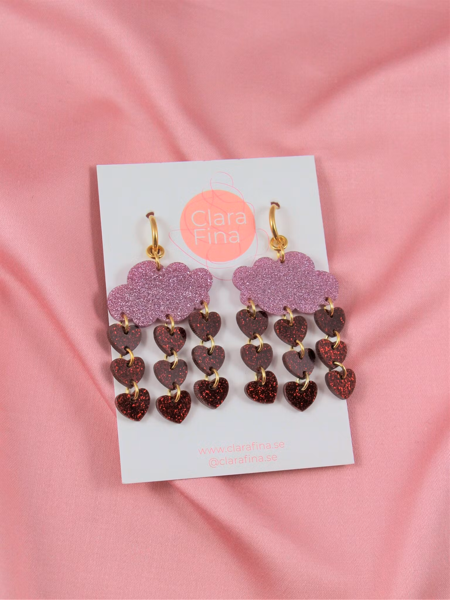 Kärleksregn rosa glittermoln på ring