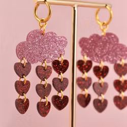 Kärleksregn rosa glittermoln på ring