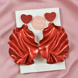 Satin Heart Top rött glitter