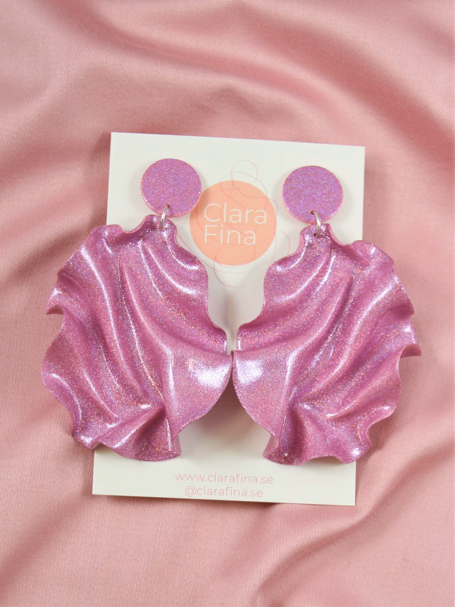 Satin round top rosa glitter