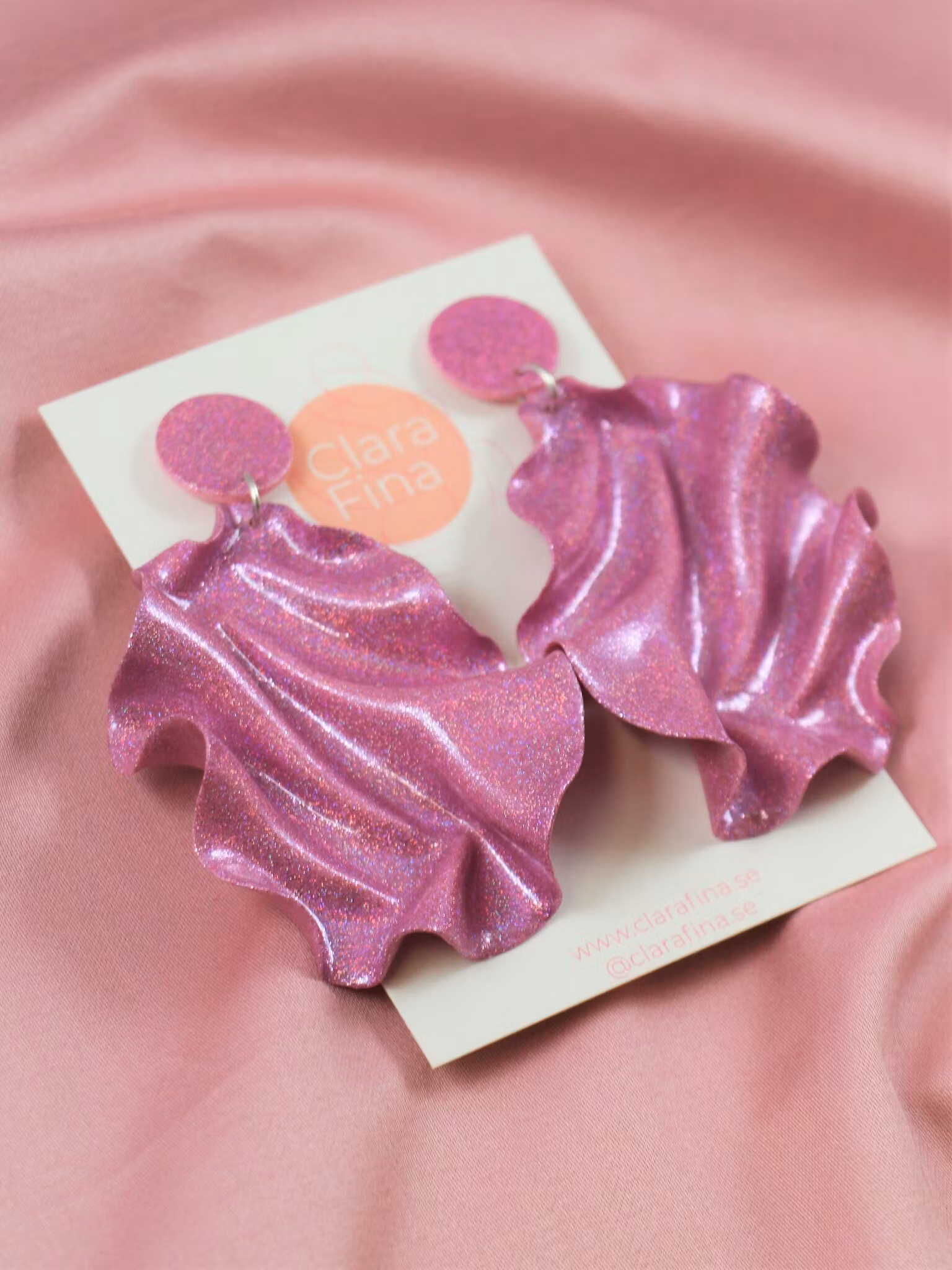 Satin round top rosa glitter