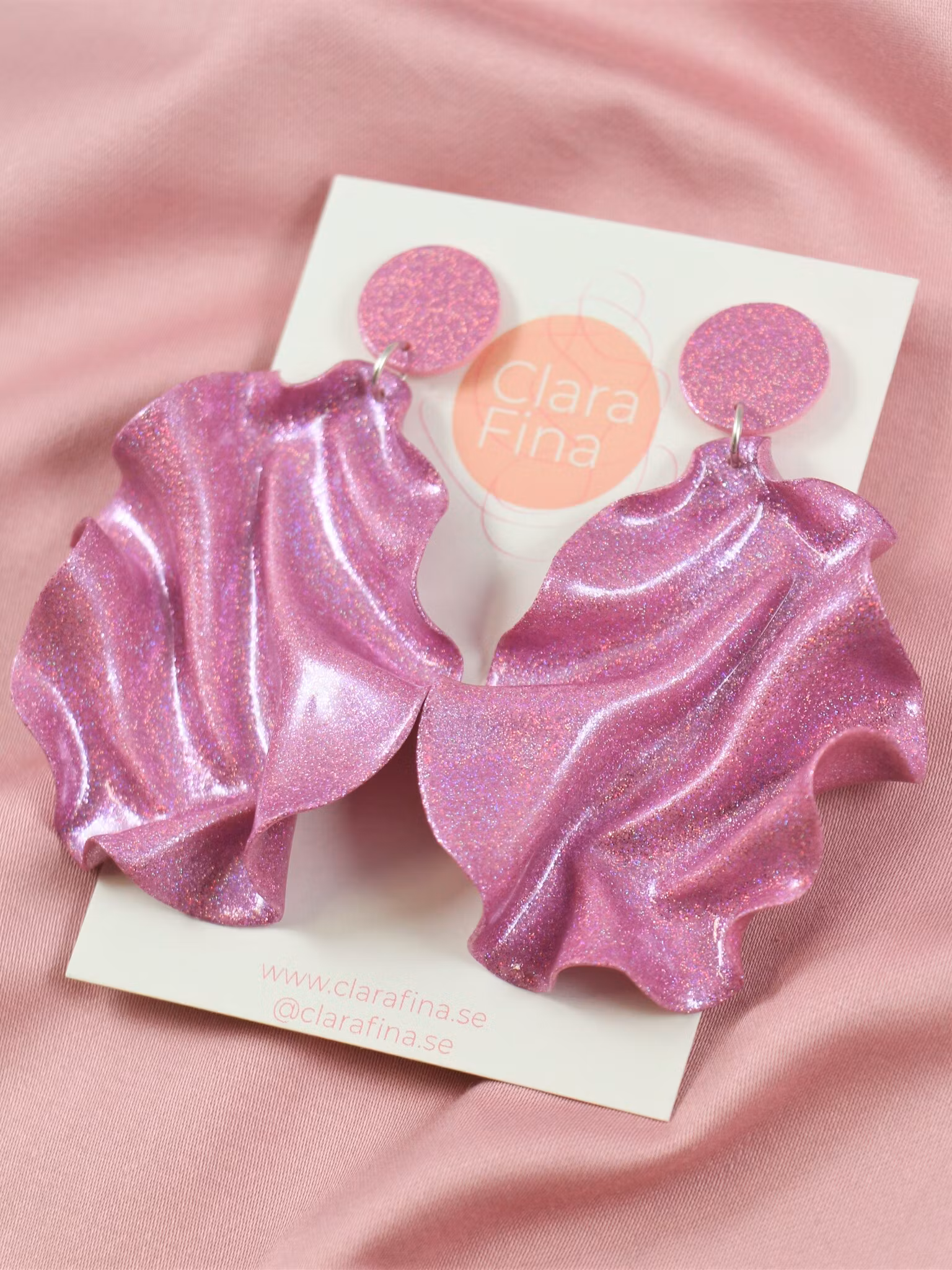Satin round top rosa glitter