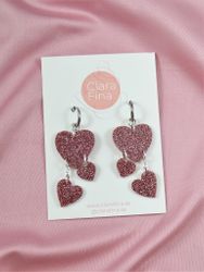 Hjärtkluster på ring Rosa glitter