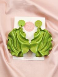 Satin round top grönt glitter