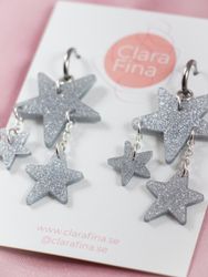 Stjärnfall på ring silverglitter