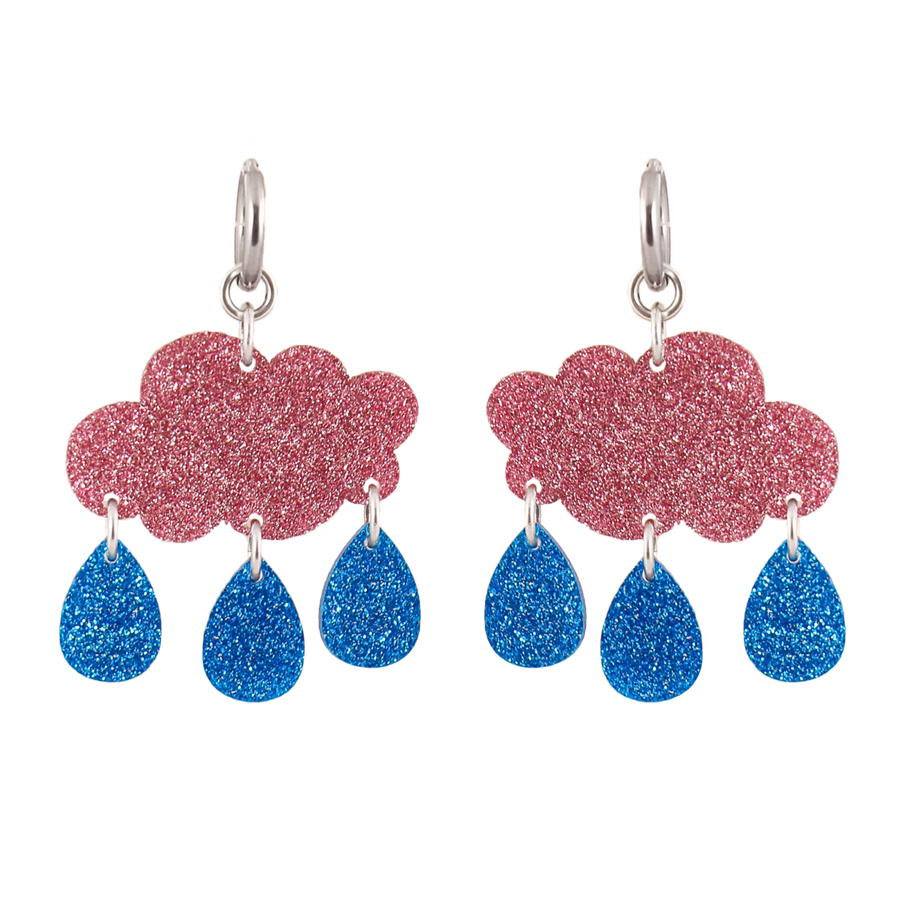 Små regnmoln på ring rosa glitter