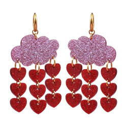 Kärleksregn rosa glittermoln på ring (guldiga detaljer)