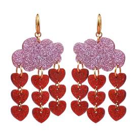 Kärleksregn rosa glittermoln på ring (guldiga detaljer)