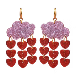 Kärleksregn rosa glittermoln på ring (guldiga detaljer)