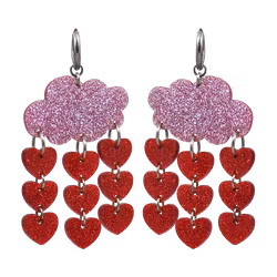 Kärleksregn rosa glittermoln på ring (silvriga detaljer)