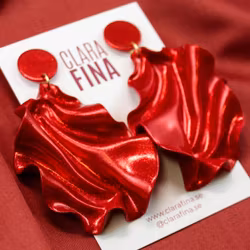 Satin Round top Rött glitter