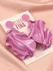 Satin round top rosa holografiskt glitter