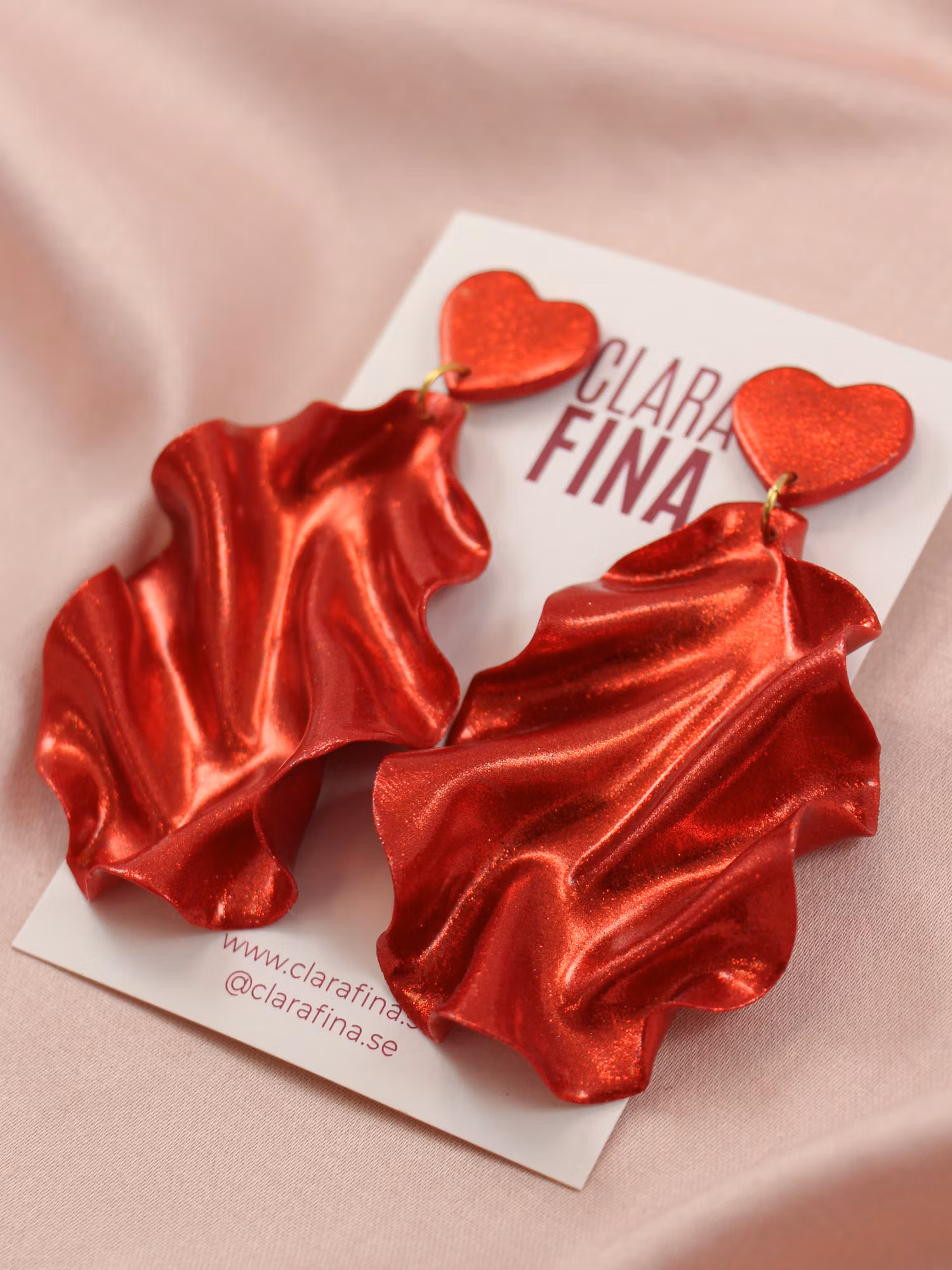 SAMPLE Satin Heart Top rött glitter