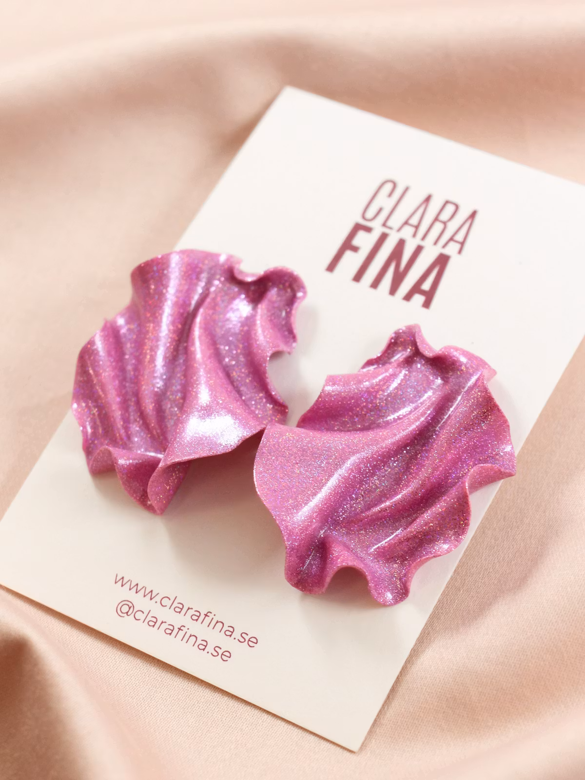 Satin MINI rosa holografiskt glitter