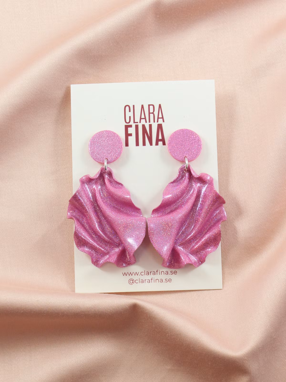 Satin round top MINI rosa holografiskt glitter