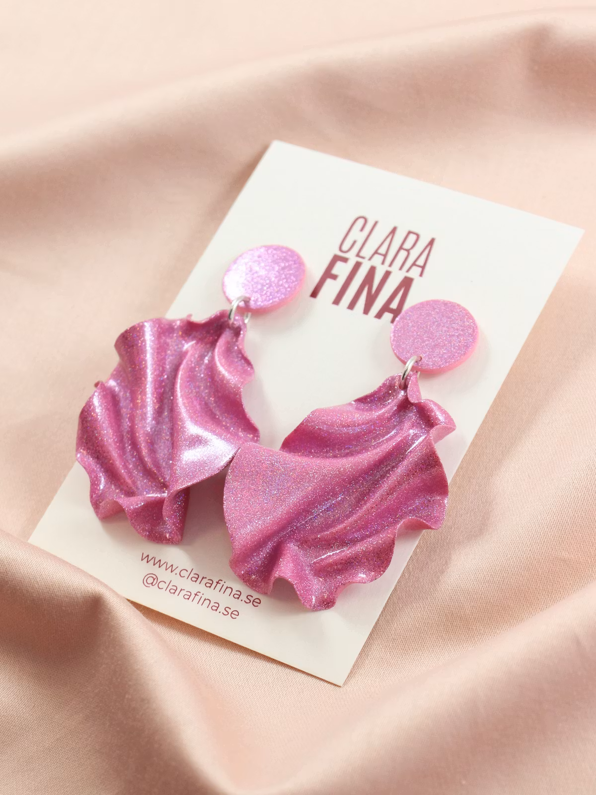 Satin round top MINI rosa holografiskt glitter