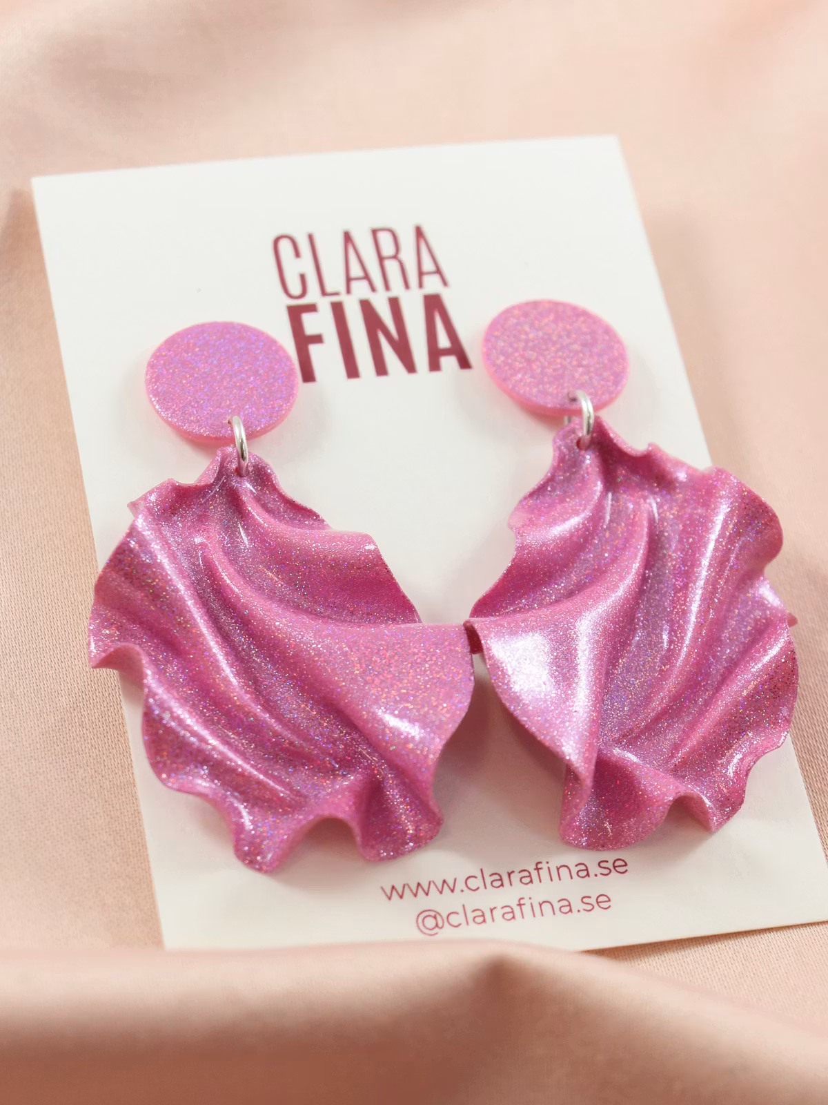 Satin round top MINI rosa holografiskt glitter