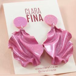 Satin round top MINI rosa holografiskt glitter