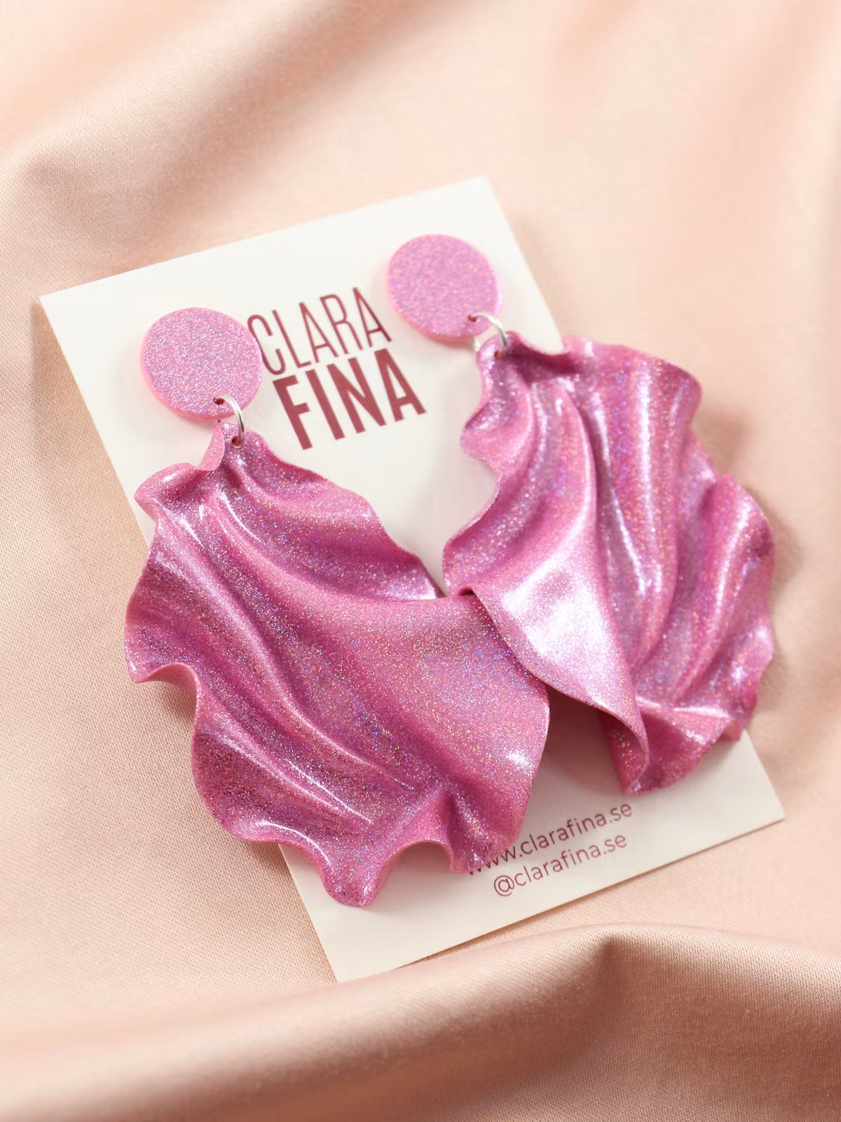 Satin round top rosa holografiskt glitter