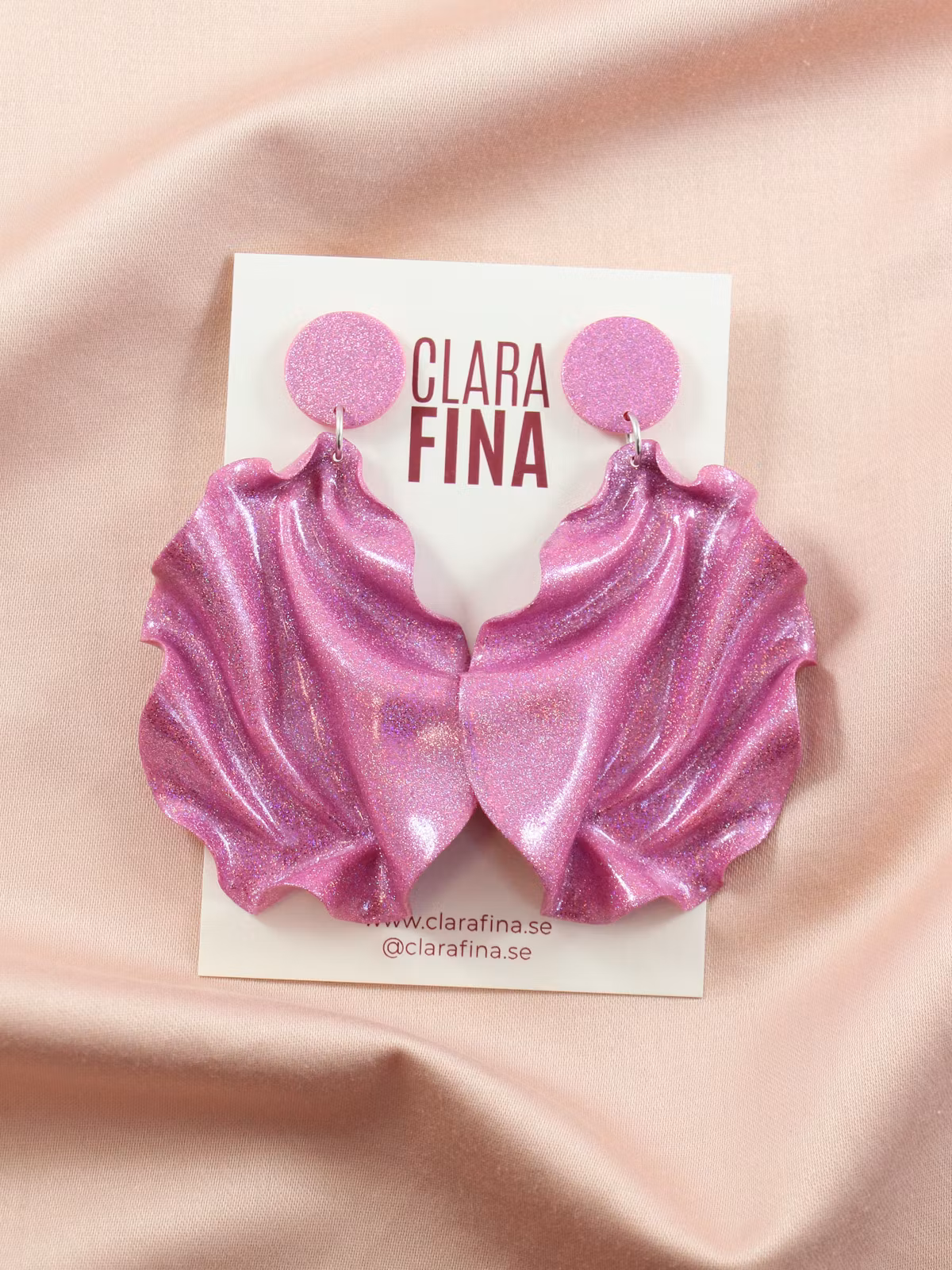 Satin round top rosa holografiskt glitter