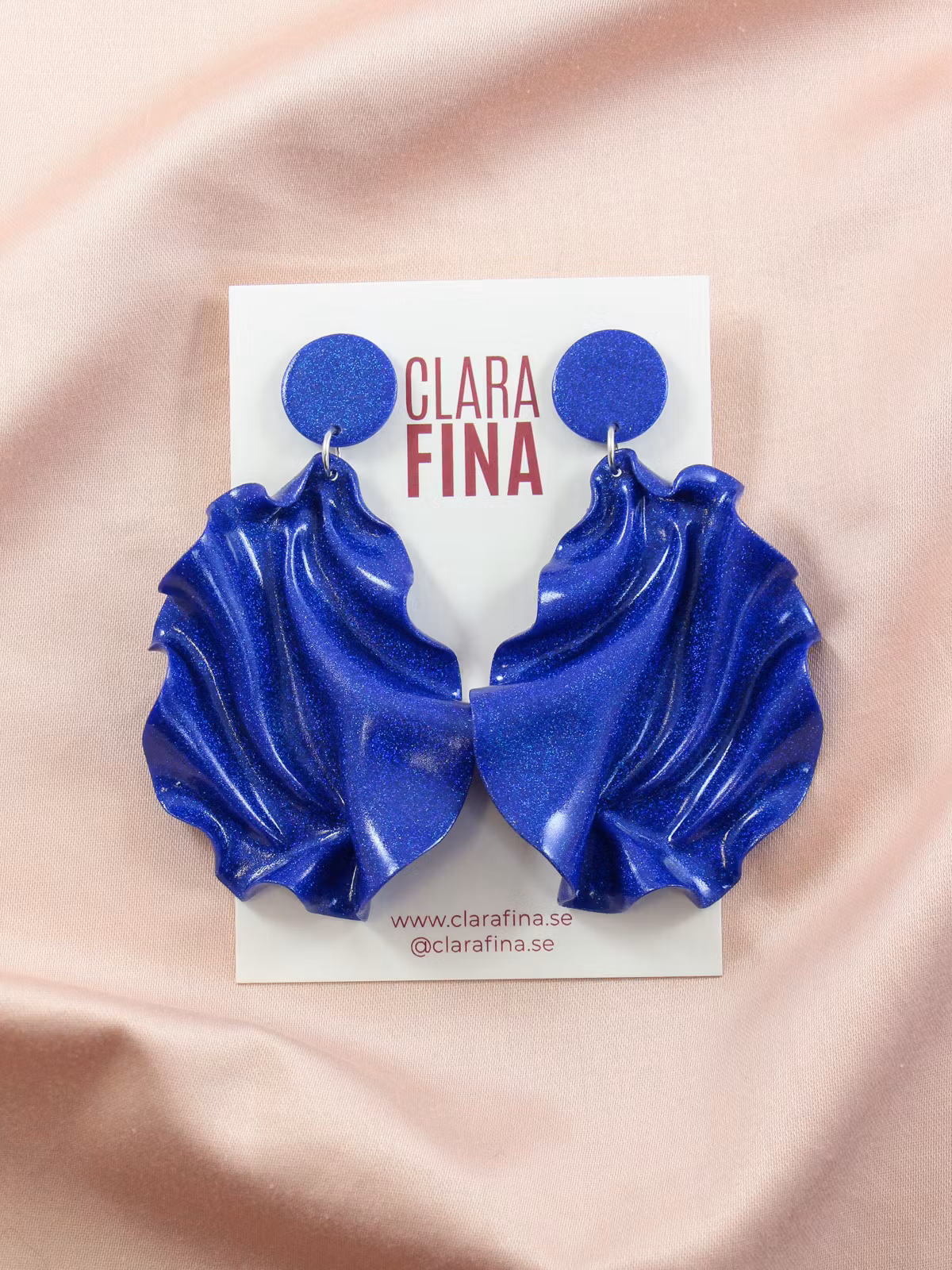 Satin round top blått glitter