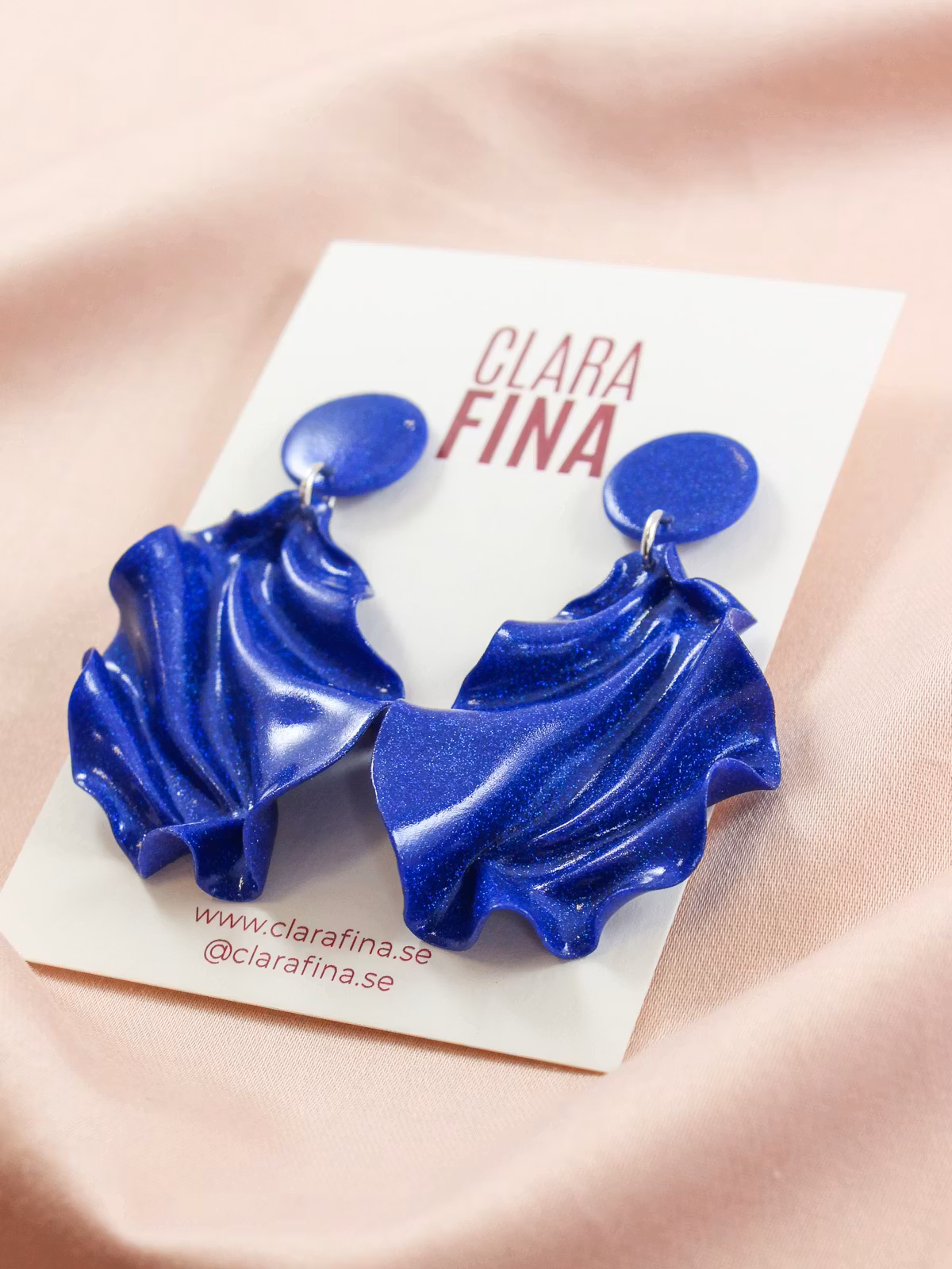 Satin Round top Mini blått glitter