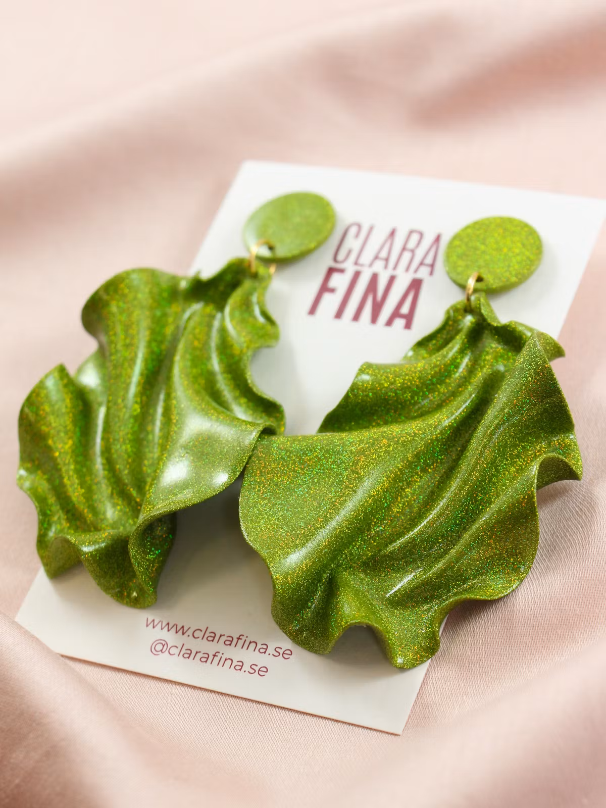 Satin round top limegrönt holografiskt glitter