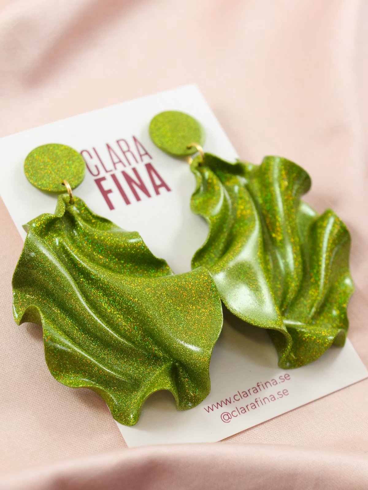 Satin round top limegrönt holografiskt glitter