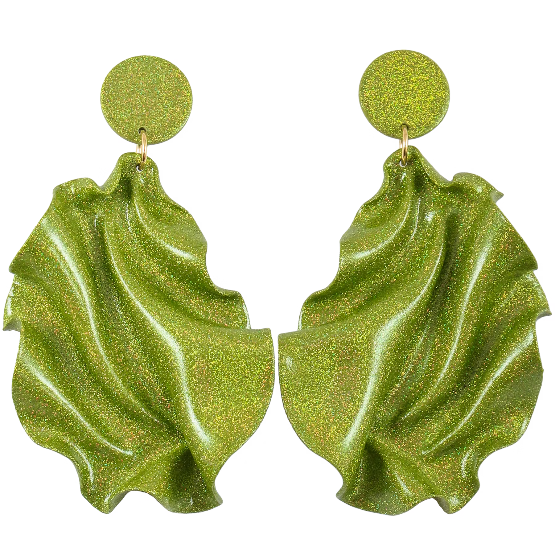 Satin round top limegrönt holografiskt glitter