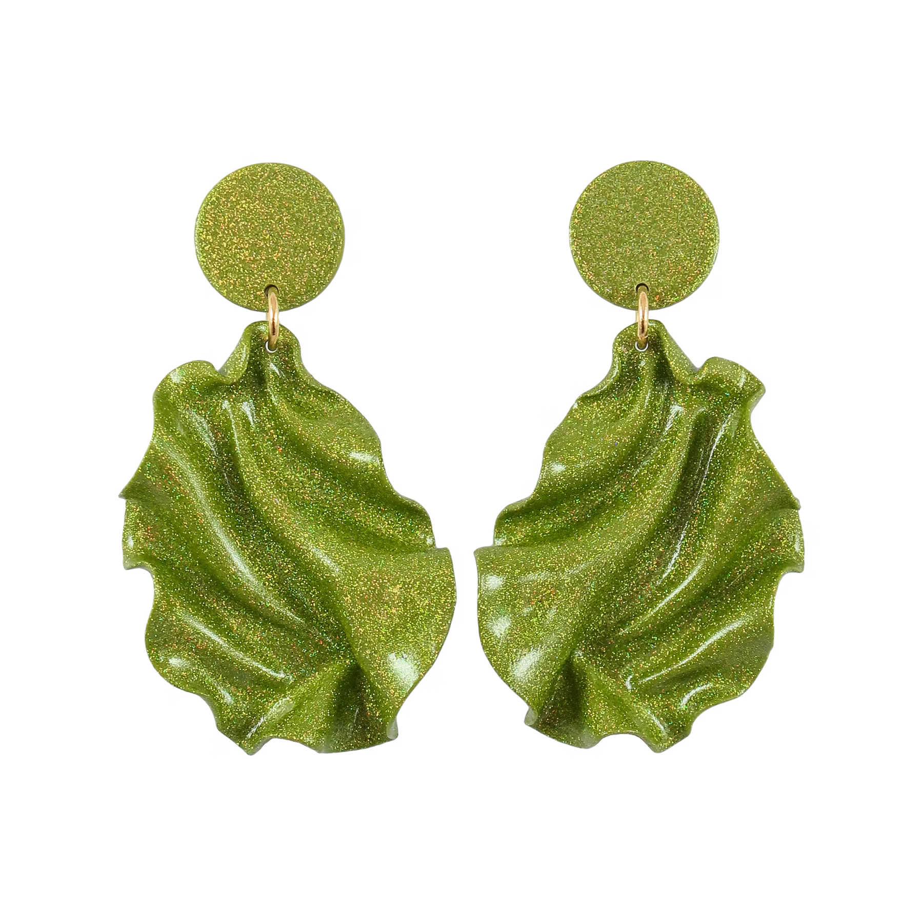 Satin round top MINI limegrönt holografiskt glitter