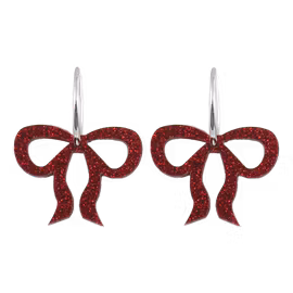 Stor röd rosett på silvrig ring