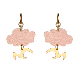 Vårtecken ljusrosa moln och guldfågel på ring