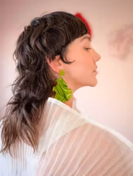 Satin round top limegrönt holografiskt glitter