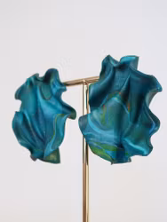 Satin Petrol/turkos marmorering OOAK